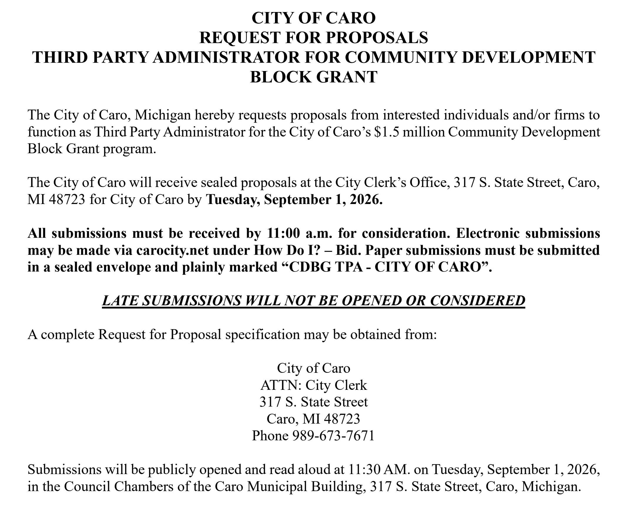 CDBG TPA RFP Packet Cover Page